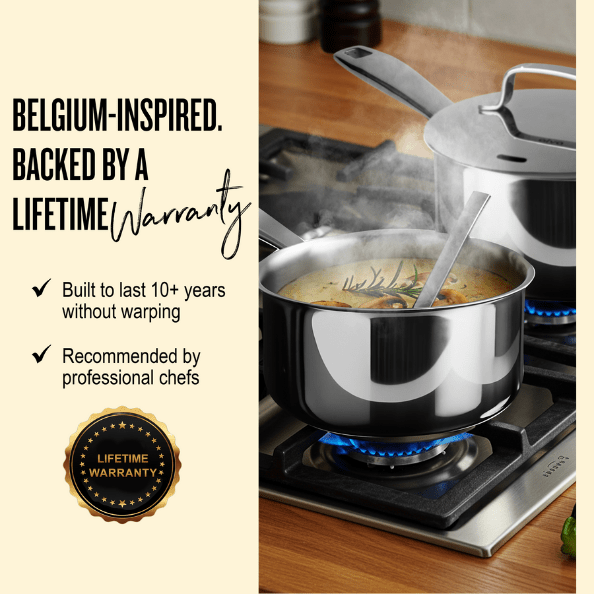Maestro Stainless Steel Saucepan with Lid - 1.7 Qt. - Alva Cookware